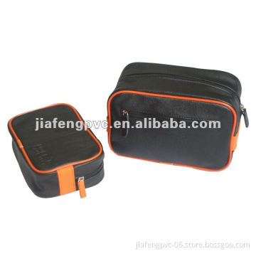 Double Layer PU cosmetic gift bag with double zipper